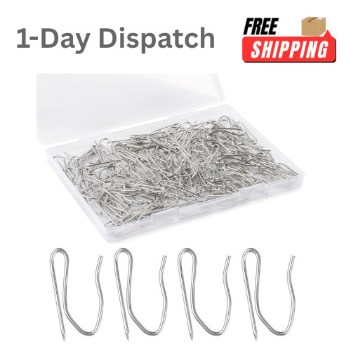 140 PCS 1.2 in Metal Curtain Hooks Silver Stainless Steel Drapery Pins