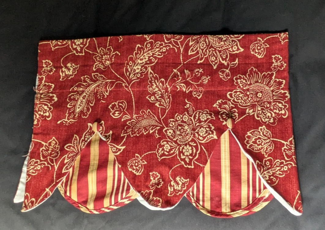 NEW Waverly Williamsburg Everad Damask Ruby Peek A Boo Valance Red Gold 54 x 16