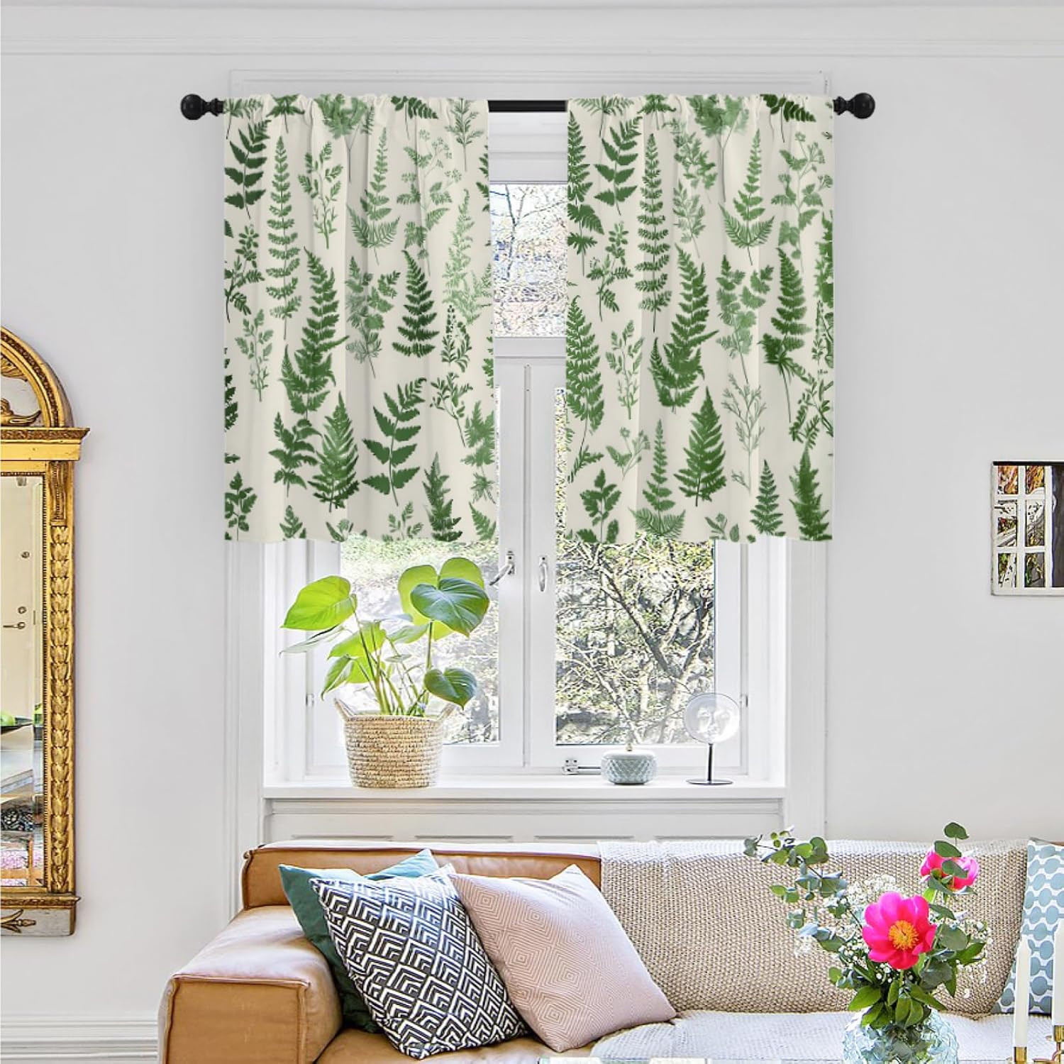 Kitchen Curtains (2 Pcs) over Sink Cafe Basement Cortinas Para Cocina Farmhouse