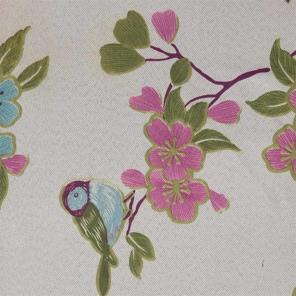 2 Panels Floral Bird Room Darkening Kitchen Curtains, Rod Pocket Cafe Curtains