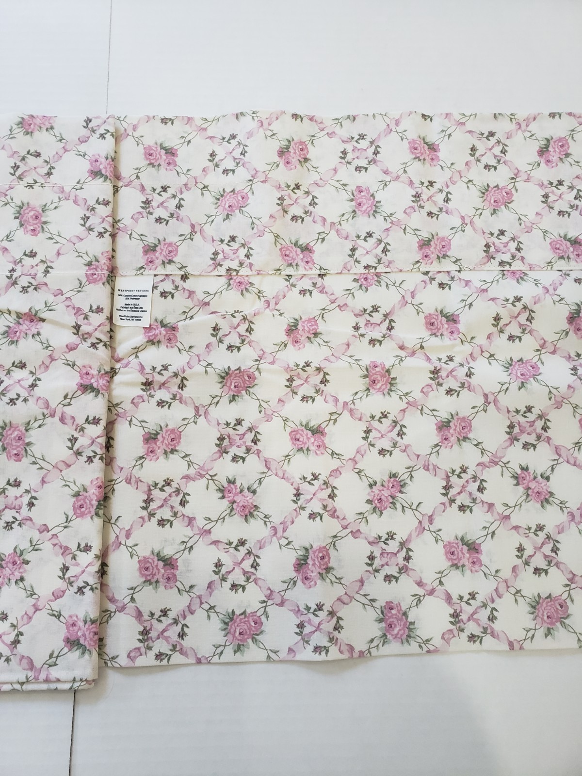 Vintage Floral Garden Balloon Valance Cream & Pink 84×15 New USA Made Cottage