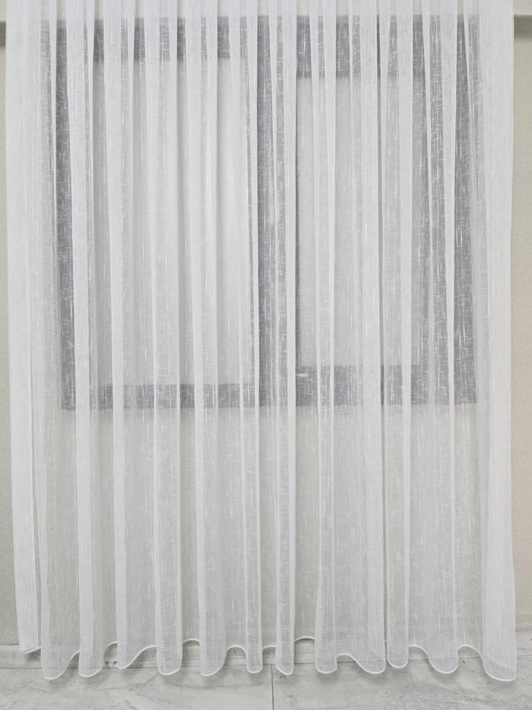 Natural Linen Textured Stylish Tulle Curtain 1 to 2,5 pleated, Ecru Color, Light