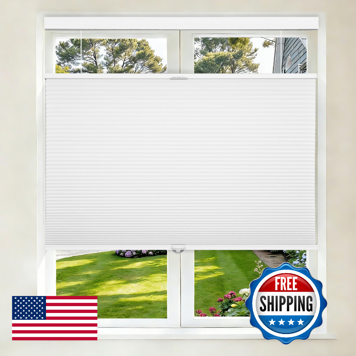 Grandekor Top Down Bottom Up Cellular Shades Cordless,22″ W x 36″ H,Pull Down Ho
