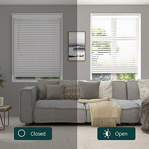CHICOLOGY Faux Wood Blinds , Window Blinds , Wood Blinds , Window Shades , Windo