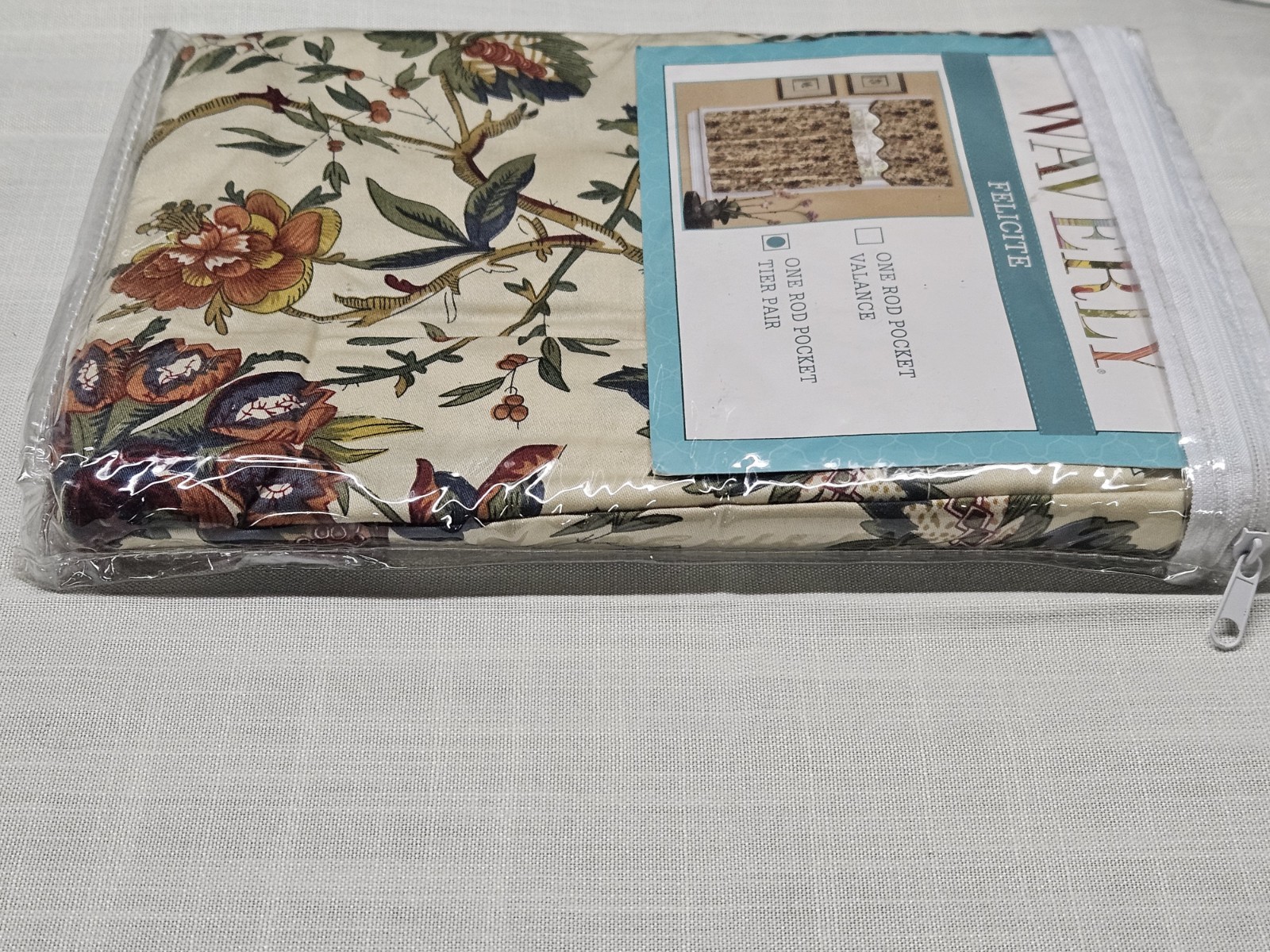Waverly FELICITE Creme Red Gold Blue Green Floral TIER PAIR Farmhouse 30×36