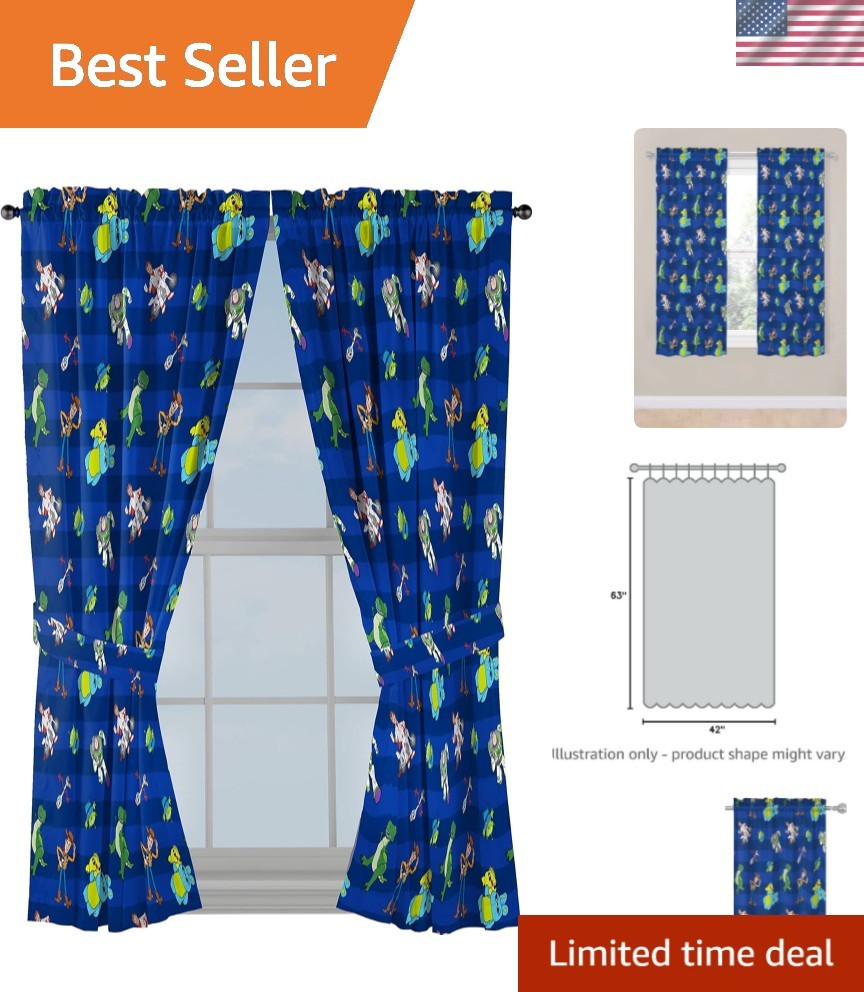 Kids Window Drapes – 4 Piece Curtain Set Includes 2 Tiebacks, Beautiful Beddi…