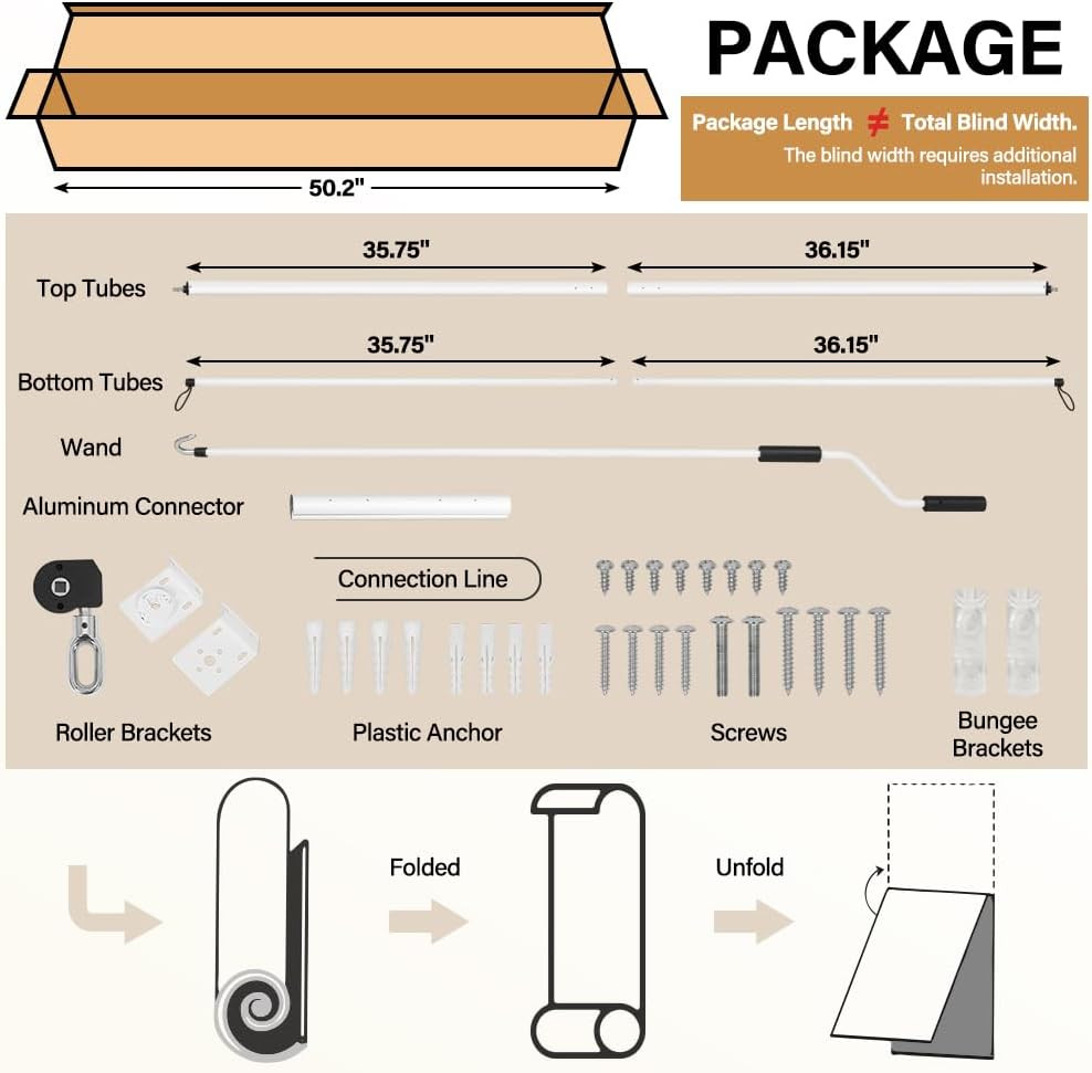 Outdoor Roller Shades 6′ W X 8 L (72″ W X 96″ H), Cordless Patio Shades Roll up