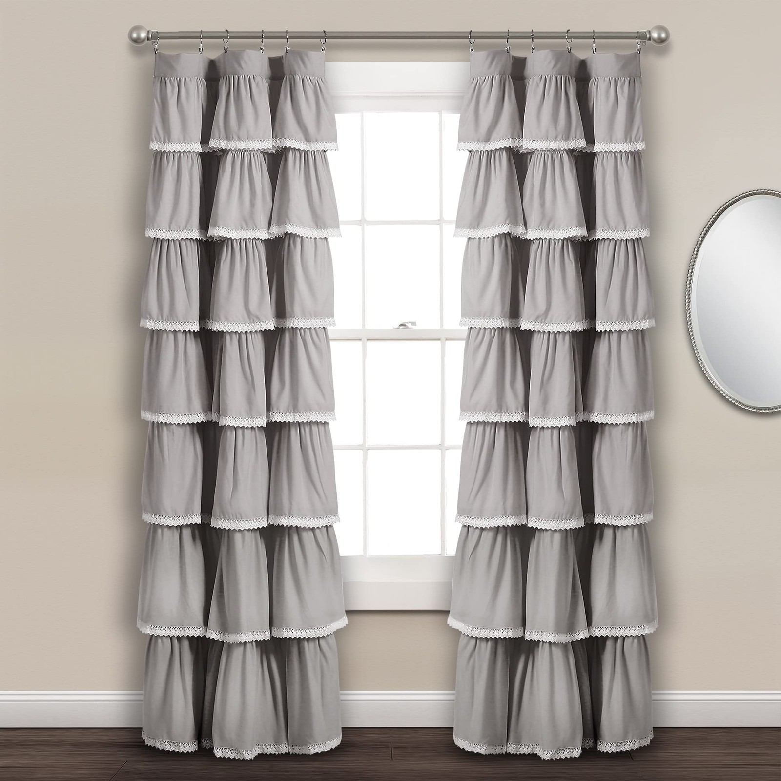 Lush Decor Lace Ruffle Light Filtering Window 52″W x 84″L (Pack of 1), Blush
