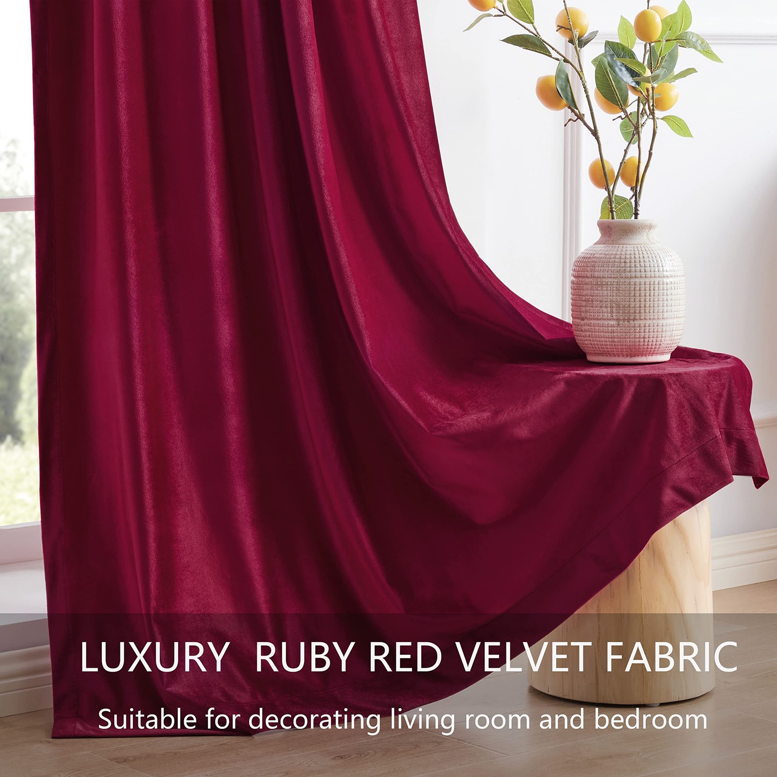 Primrose Ruby Red Velvet Curtains 84 Inches For Living Room Luxury Room