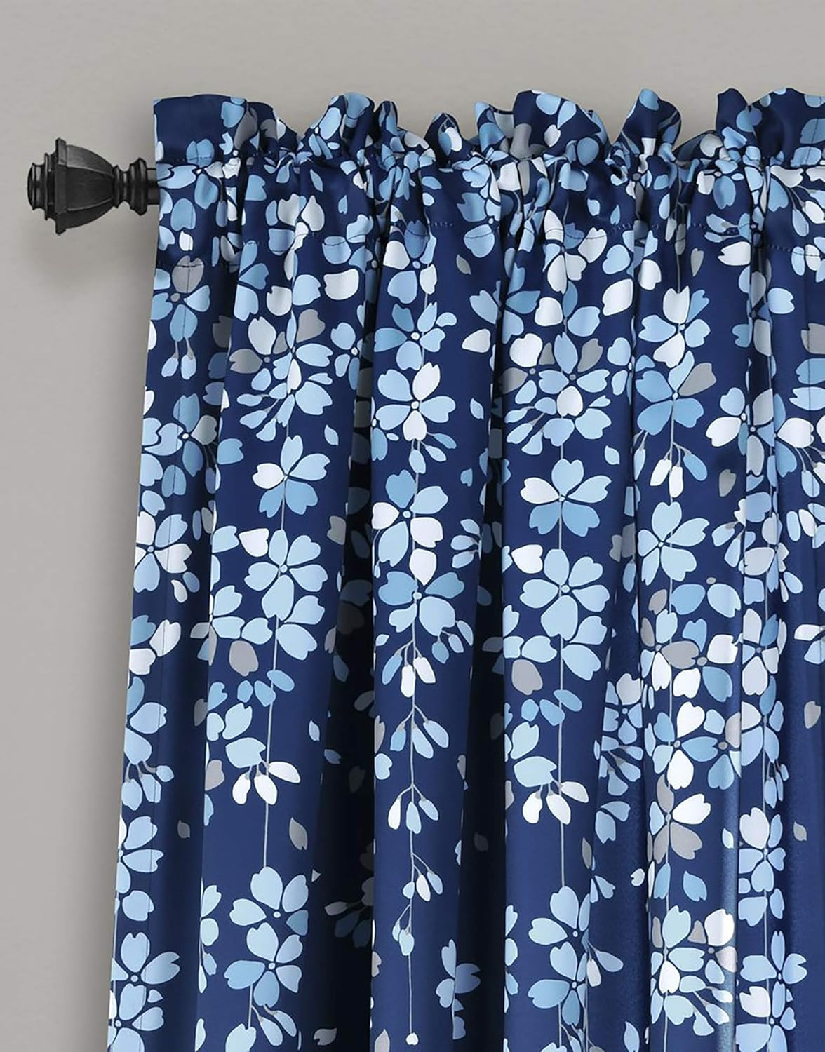 Weeping Flower Light Filtering Window Curtain Panels, Pair, 52″W X 84″L + 2″ Hea