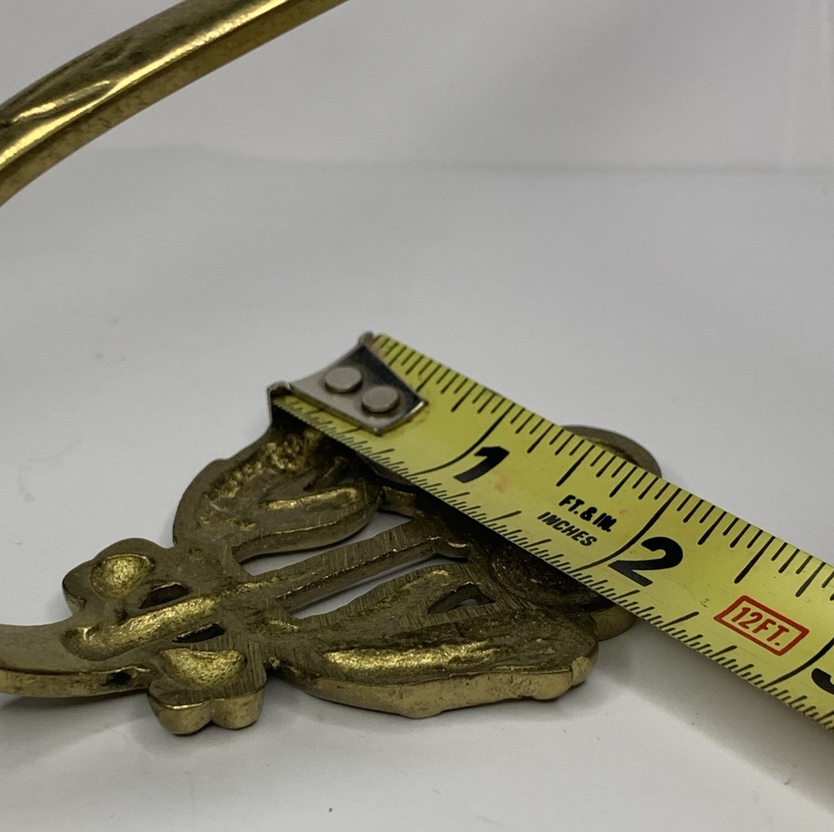 2 VTG Germany Cast Brass Floral Curtain Drapery Tiebacks Pole Holders Wall Hooks
