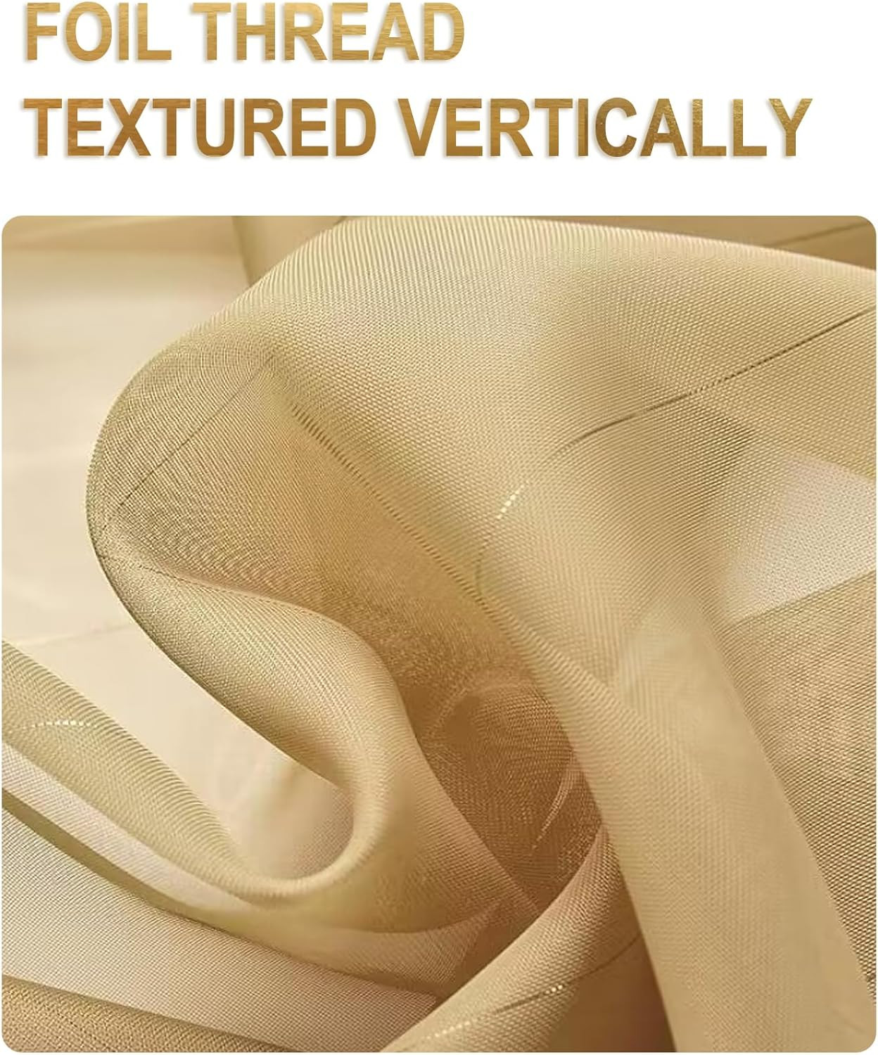Foil Stripe Gold Sheer Curtains 84 Inches Length 2 Panels with Grommets 52 Inche