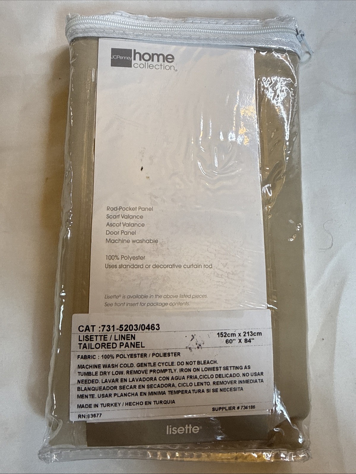 Lisette Sheer Curtain One Panel Rod-Pocket JC Penney Home 84″ L x 60″ W New OS