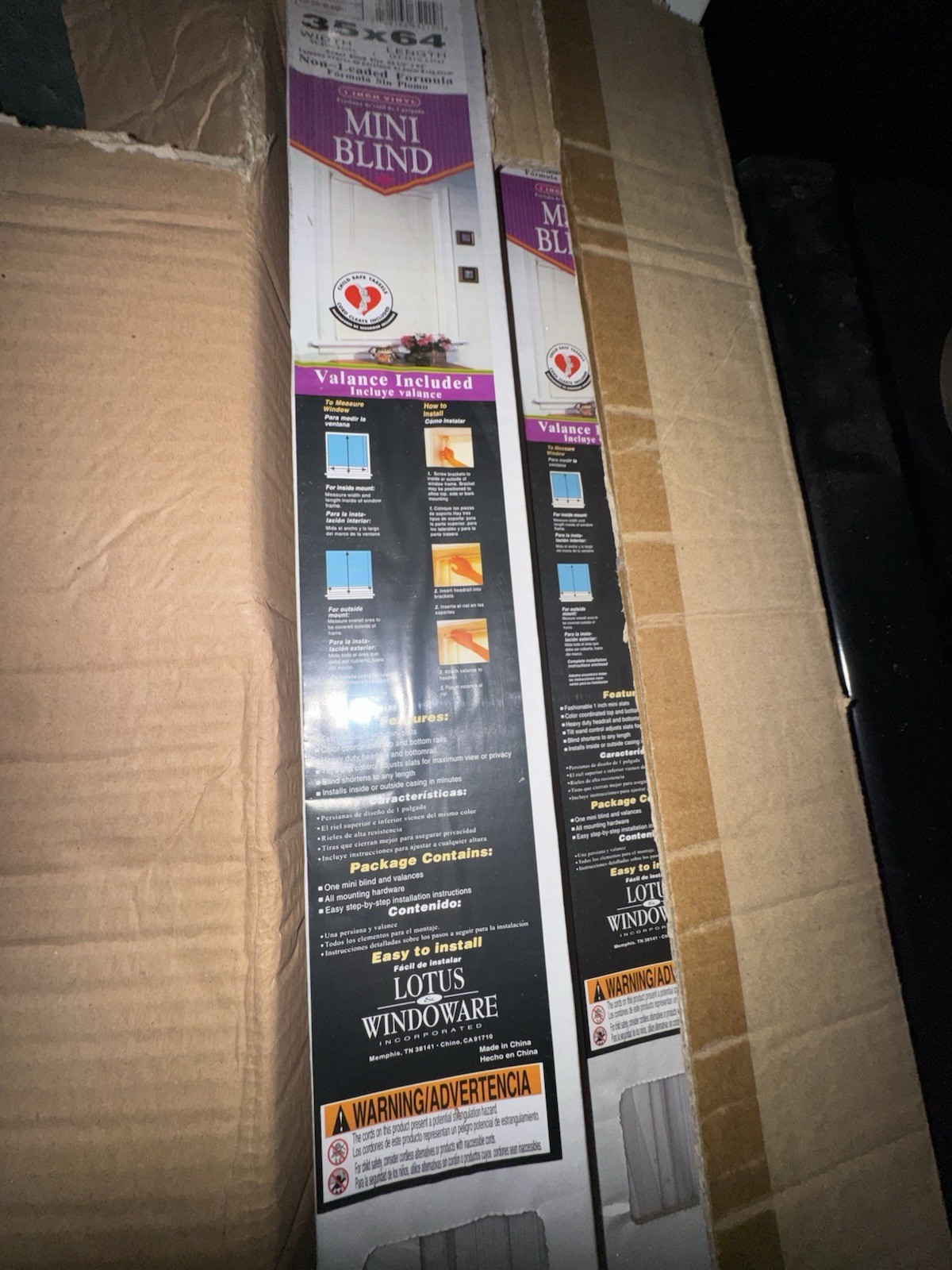 One Lotus Windoware Cordless Blinds 1 Inch Vinyl, 35″ x 64″, White