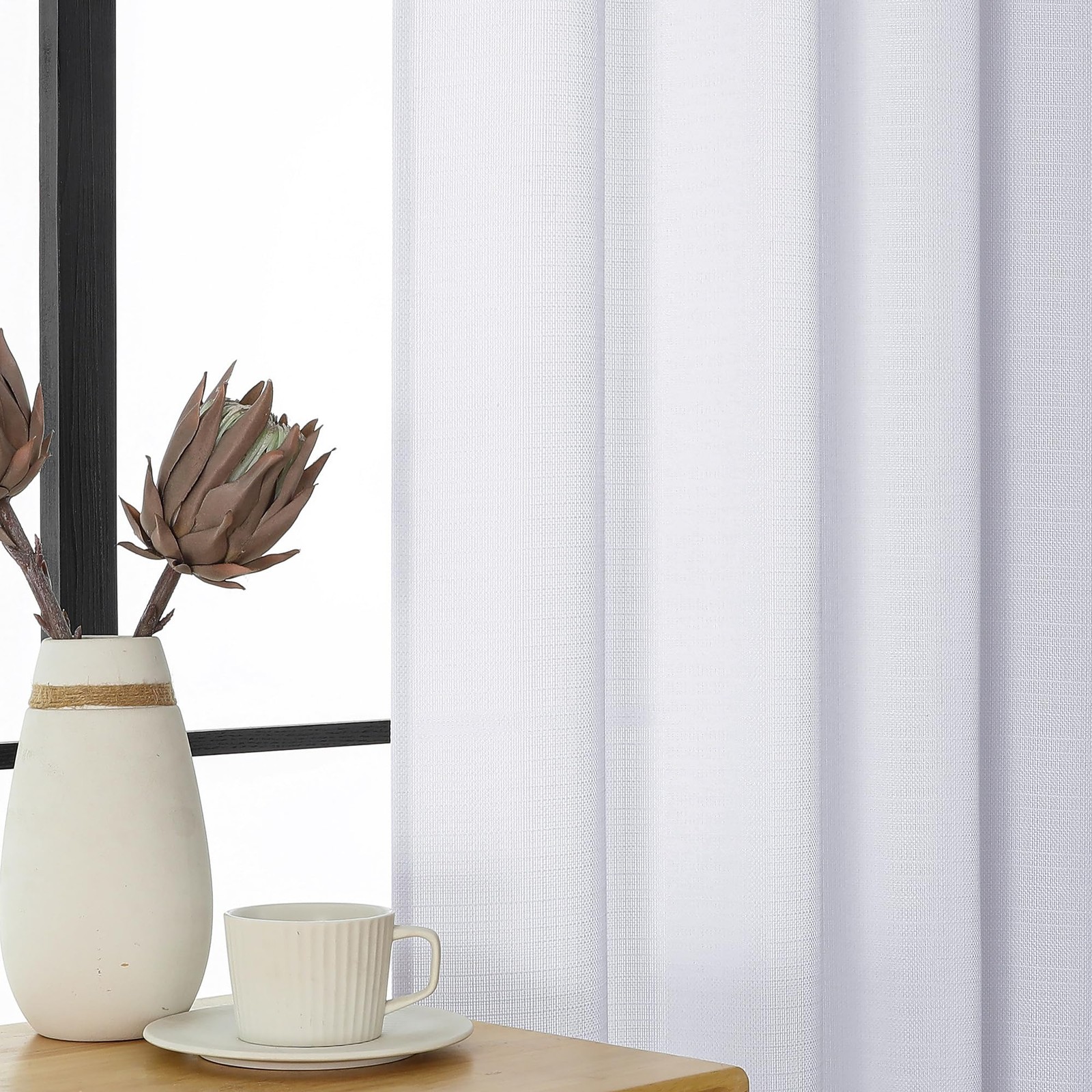 Kitchen Curtains Tier 36 Inch Length 2 Panels, 30″W x 36″L (Pack of 2) White