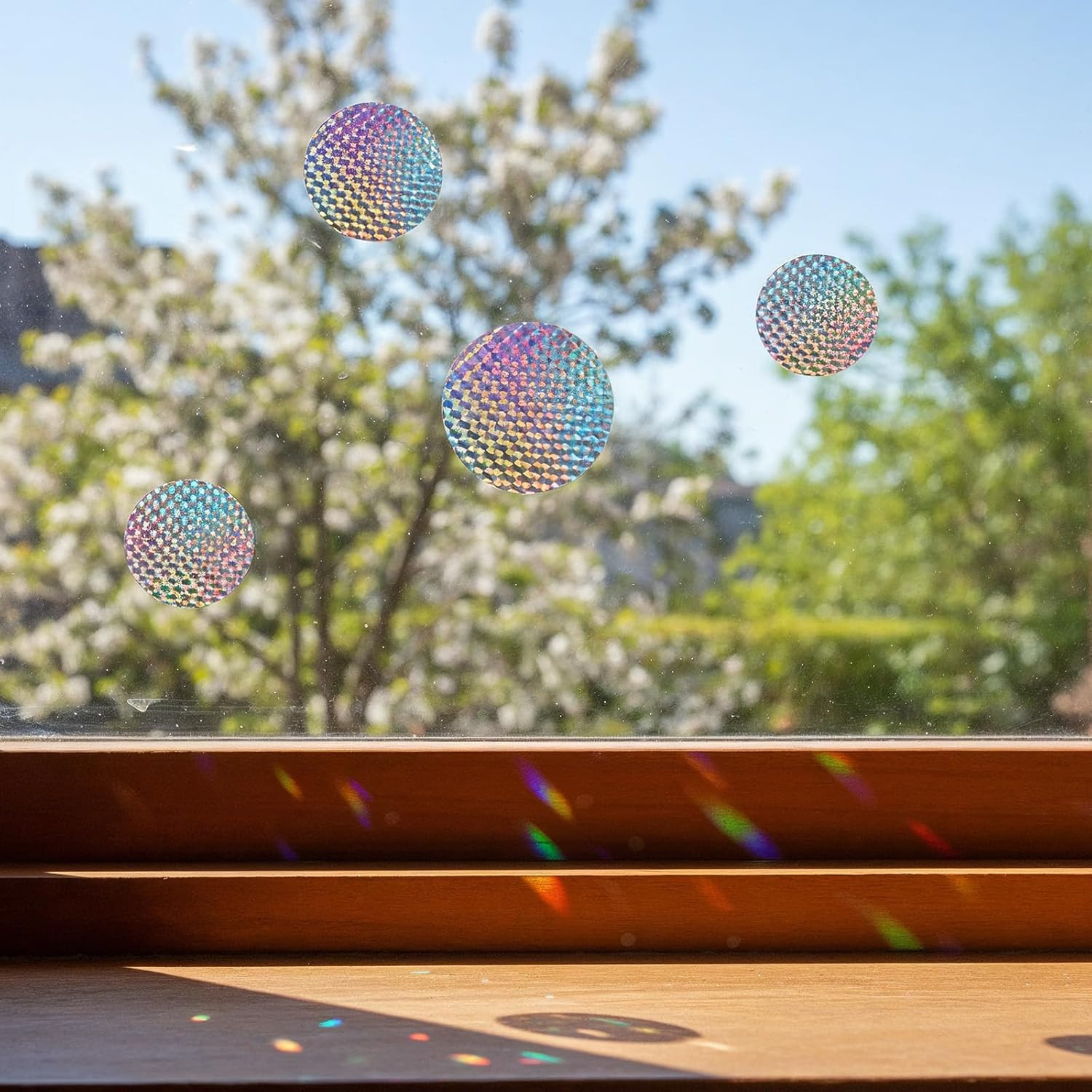 20 PCS Circle Bird Window Strike Prevention, Rainbow Reflective Anti-Collision
