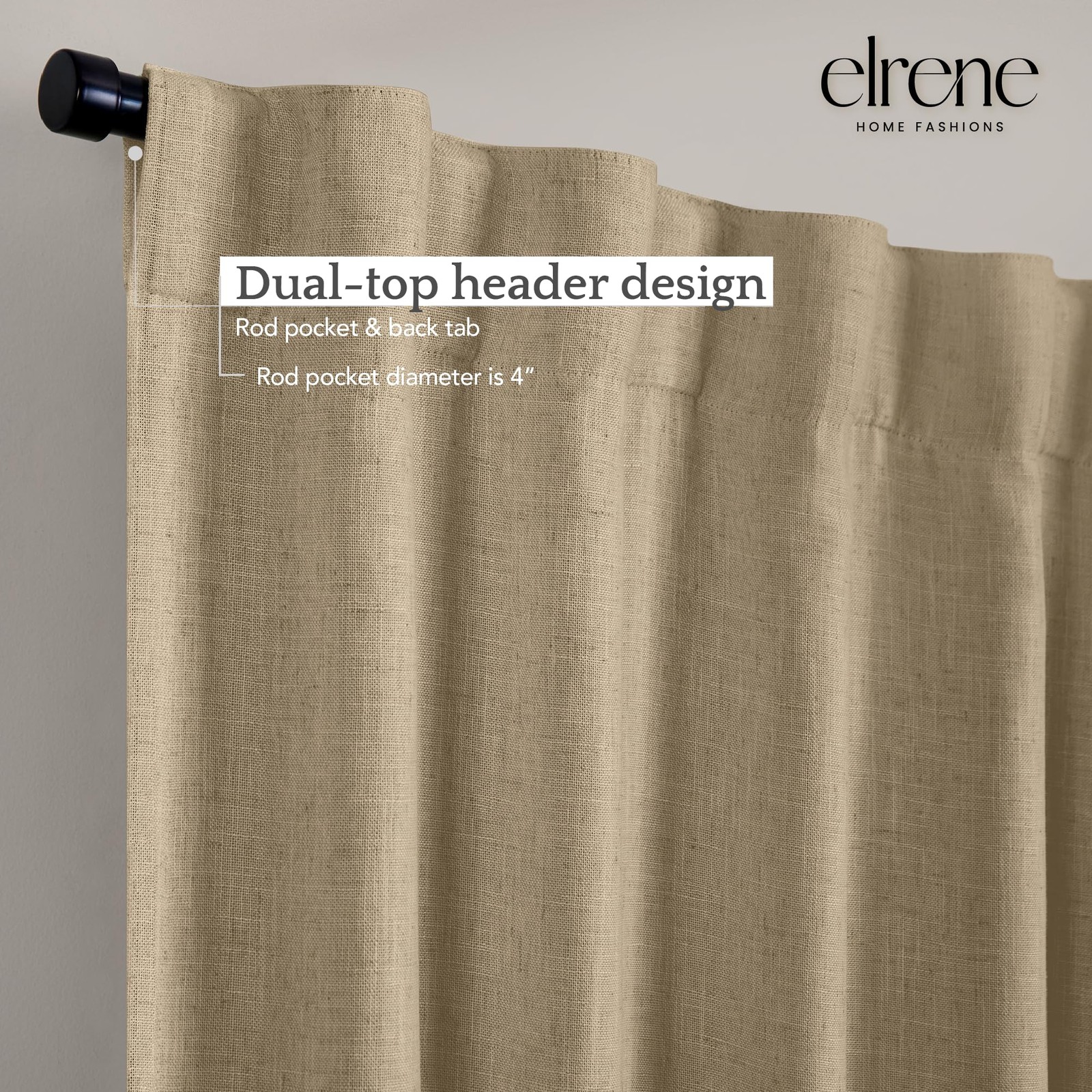 Elrene Home Fashions Harrow Solid Texture Blackout Single Window Curtain Panel