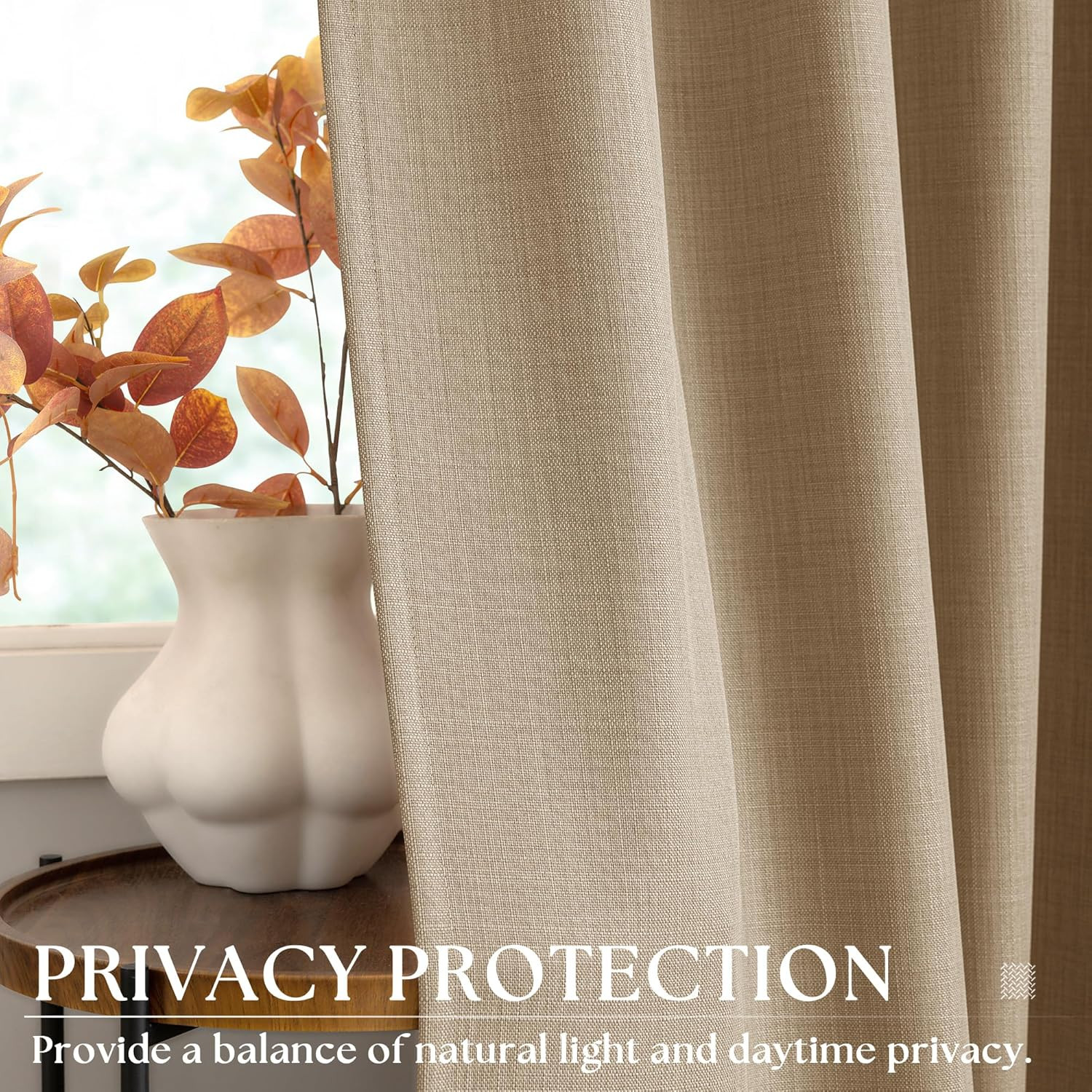 Tan Brown Curtains for Bedroom 2 Panel Sets 63 Inch Length Grommet Ring Top Dark