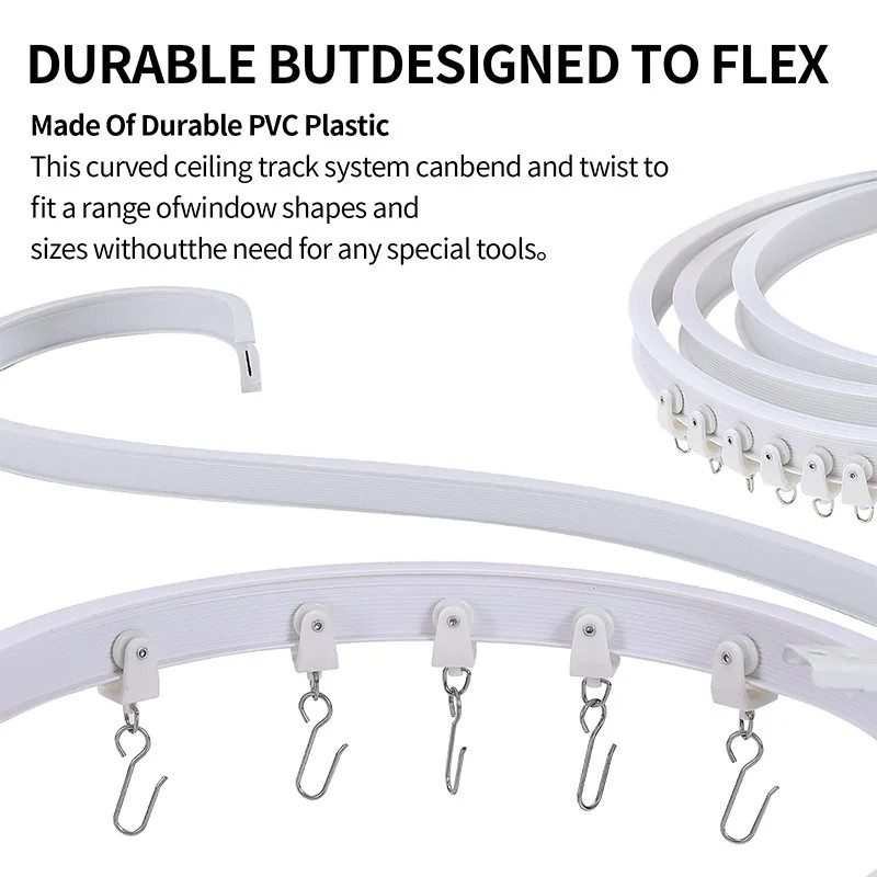 Flexible Bendable Curtain Track Ceiling Wall Mounted Silent Room Divider Rail