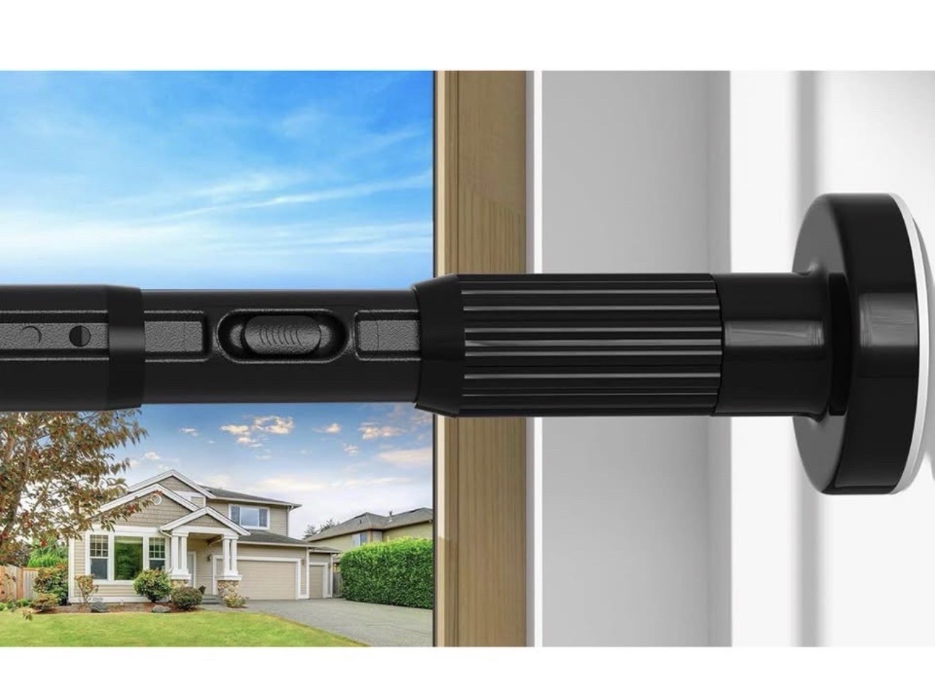 Black Tension Curtain Rod 41-146in Heavy Duty No Drill Adjustable #R011