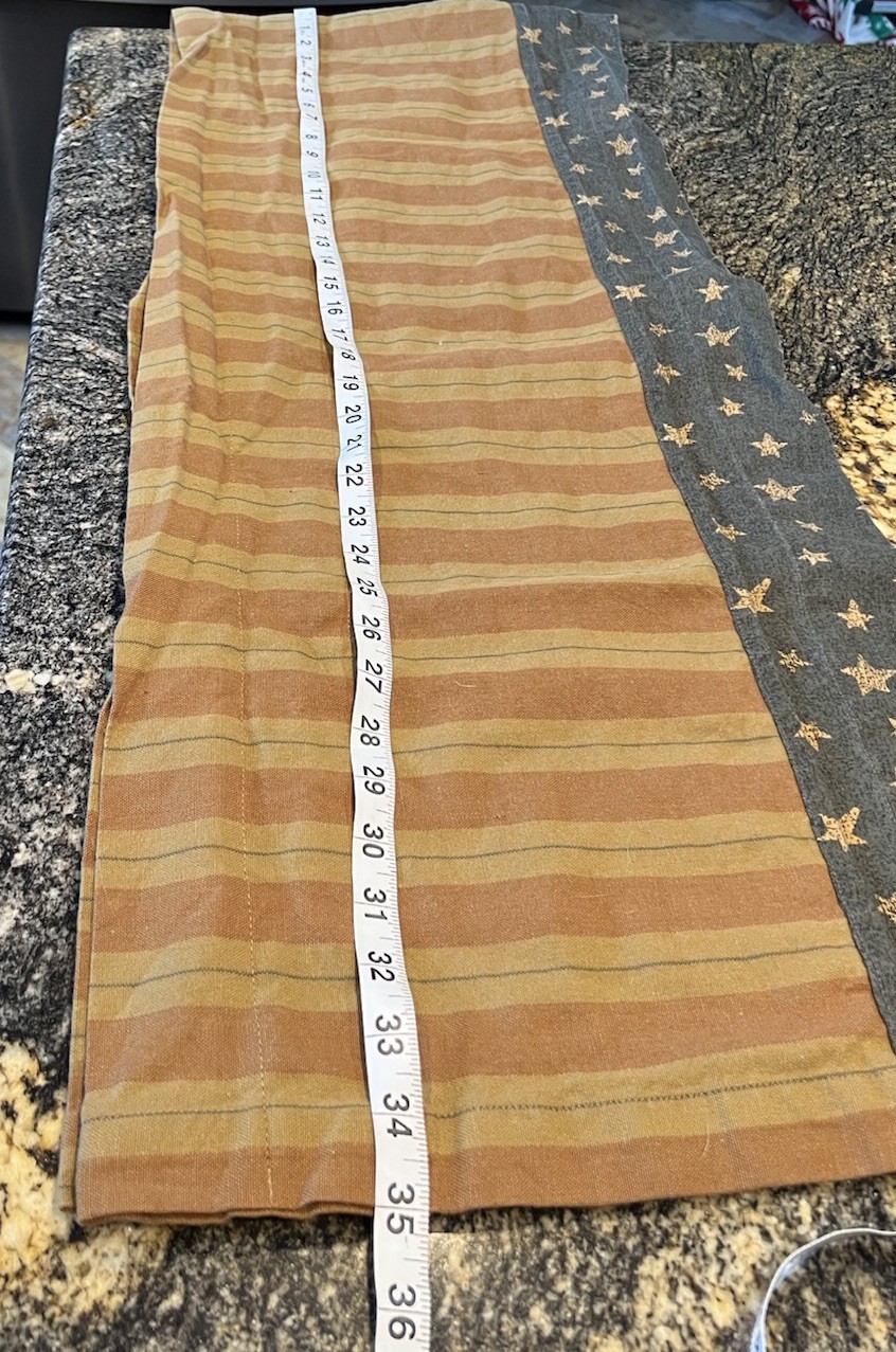 Primitive Patriotic Americana Rustic Style 70”x 14” Red & Tan Blue Stars Valance