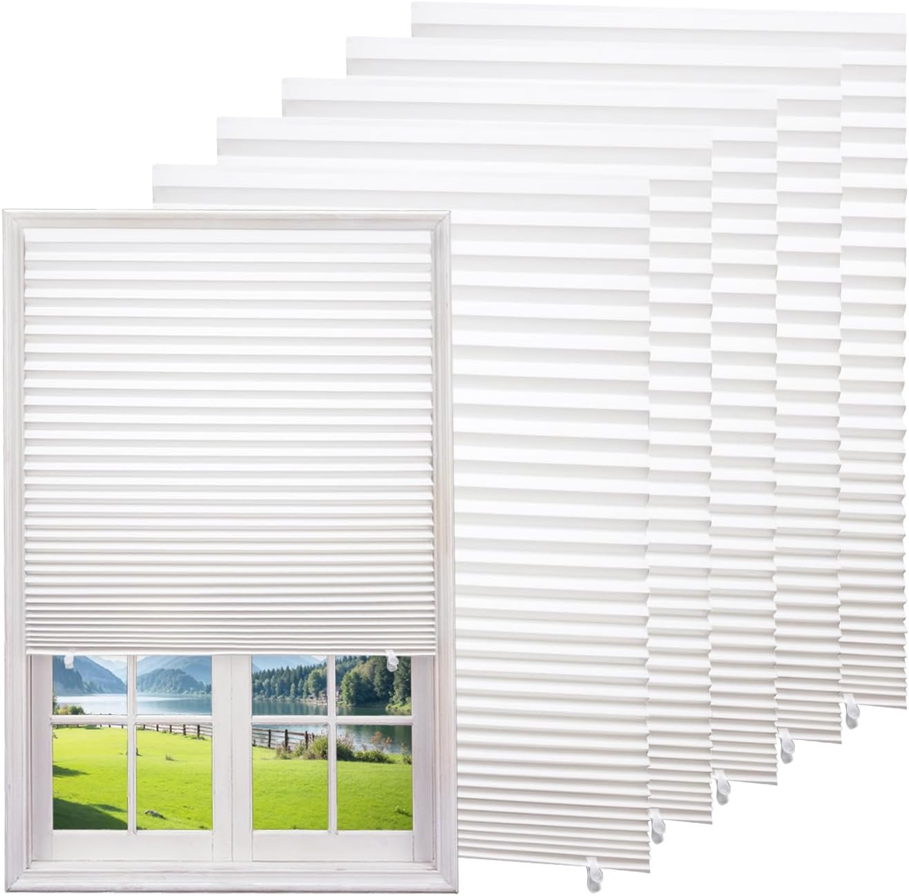 6-Pack Temporary Light Filtering Paper Blinds for Window, Cut to Size Adhesive P