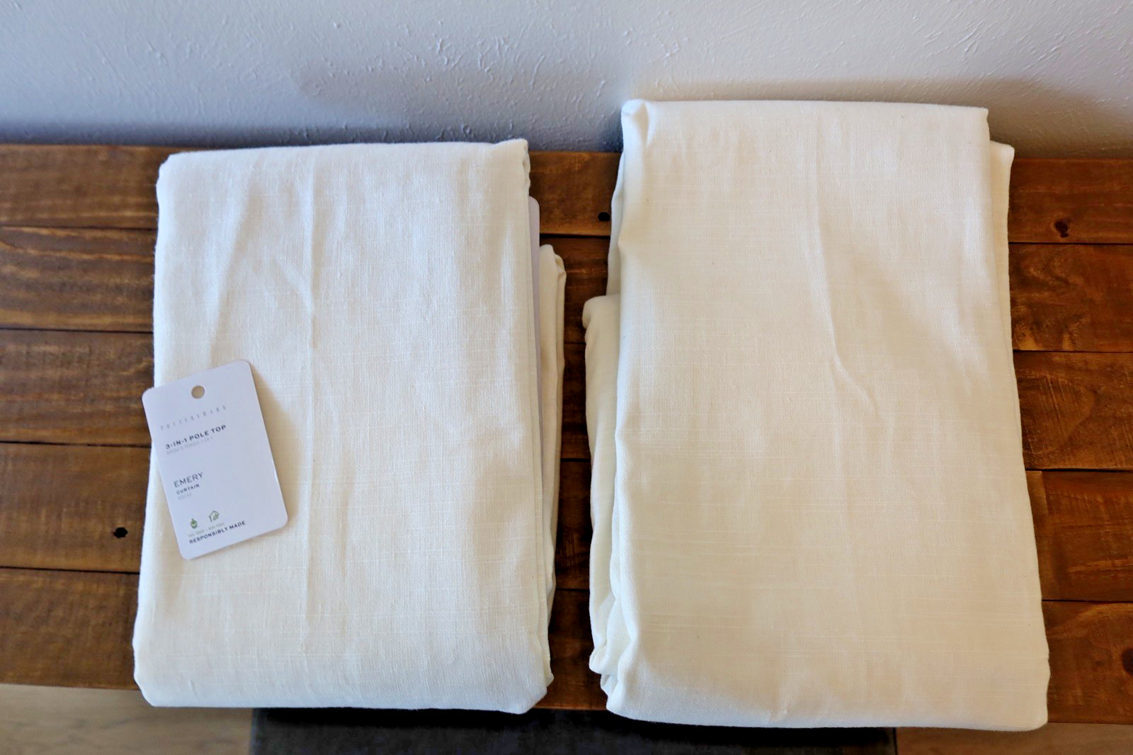 New Set/2 Pottery Barn Emery Linen/Cotton Curtain 50”x84” Ivory, Light Filtering