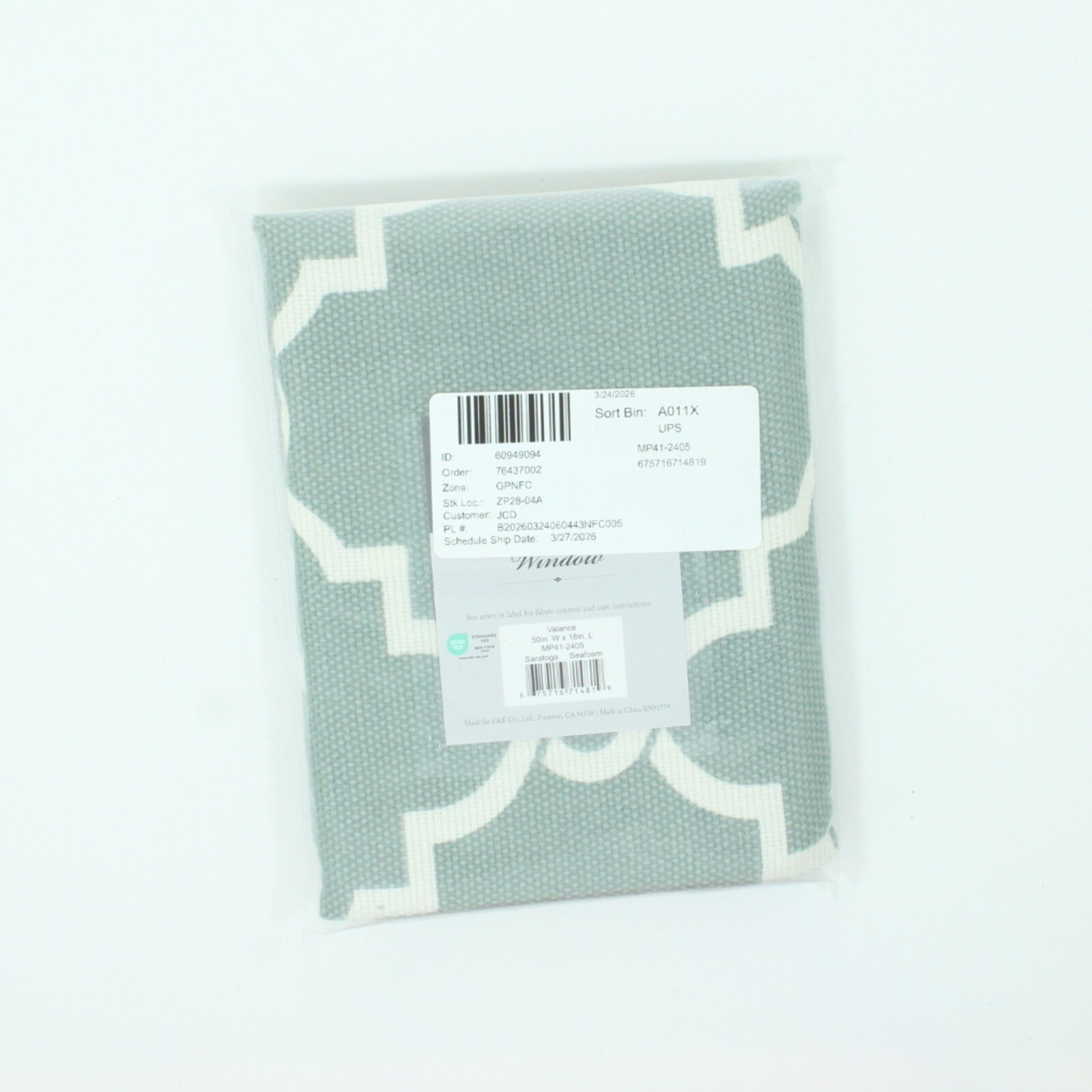 Madison Park Sereno Fretwork Valance 18″x50″ White Grommet Light Filtering