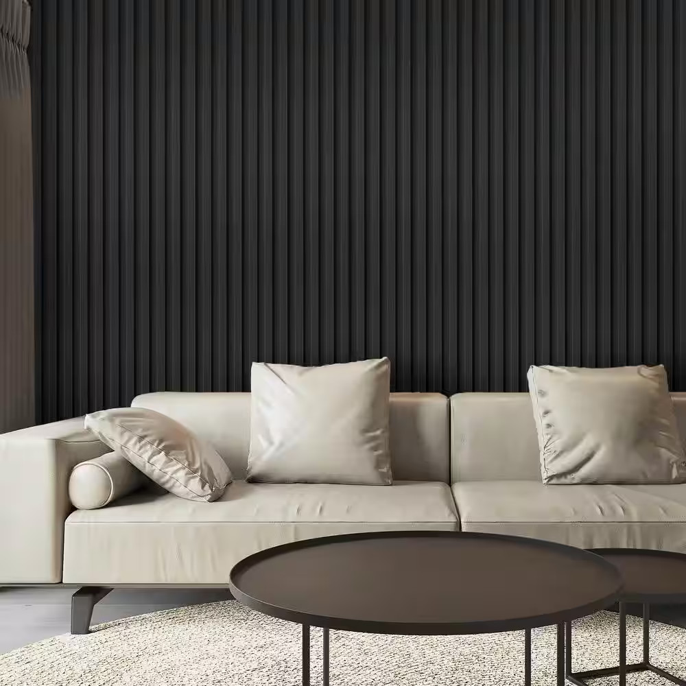 Matte Black 0.83 In. X 1/2 Ft. X 8 Ft. Slat Water Resistant Acoustic Diffuser De
