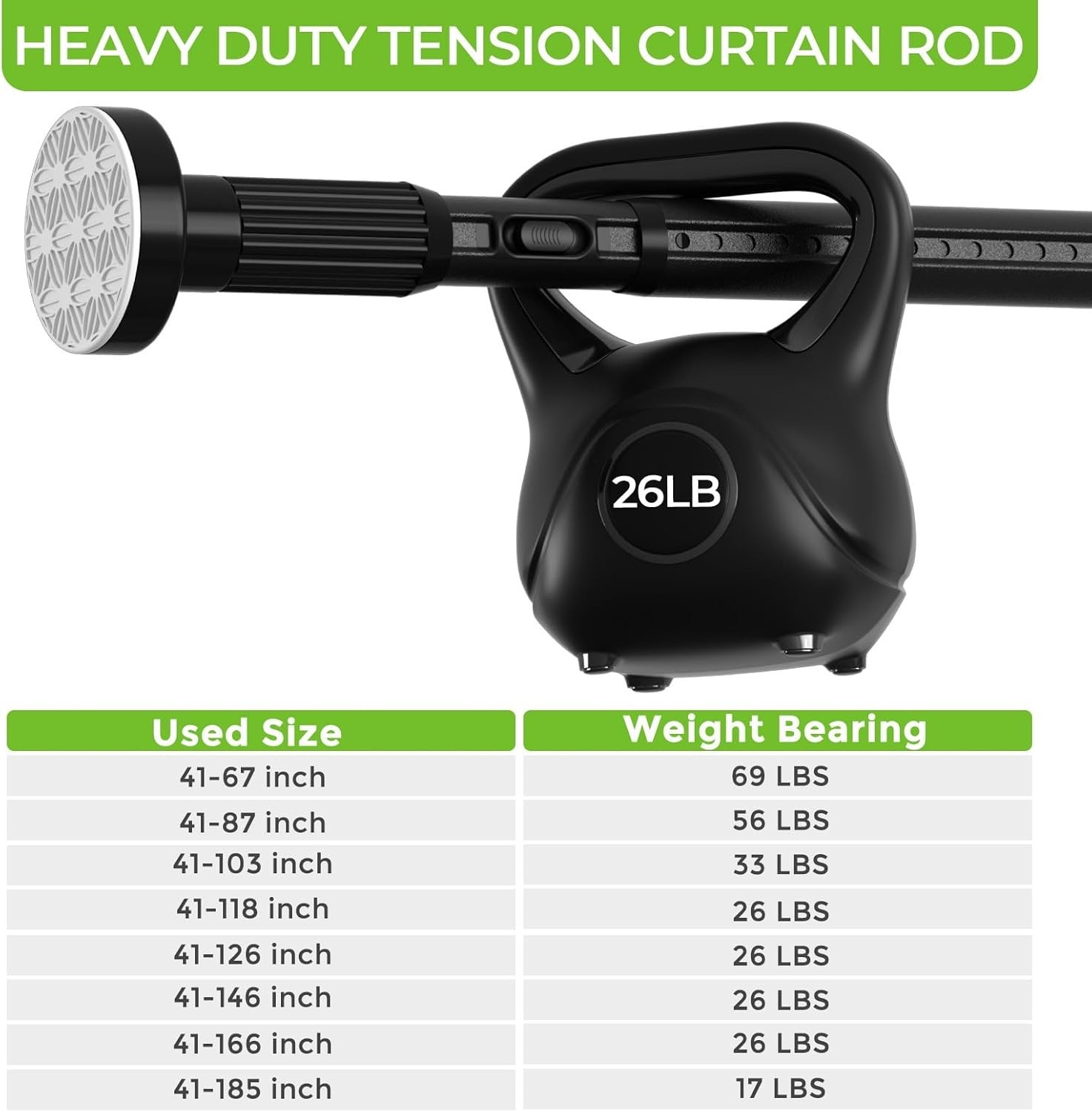 Heavy Duty Tension Curtain Rod No Drilling 41-118 Inch, One-Click Adjustable …