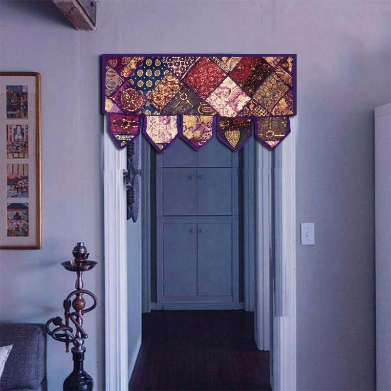 38″ VINTAGE DÉCOR SARI DOOR WINDOW SEQUIN TAPESTRY VALANCE TORAN TOPPER HANGING