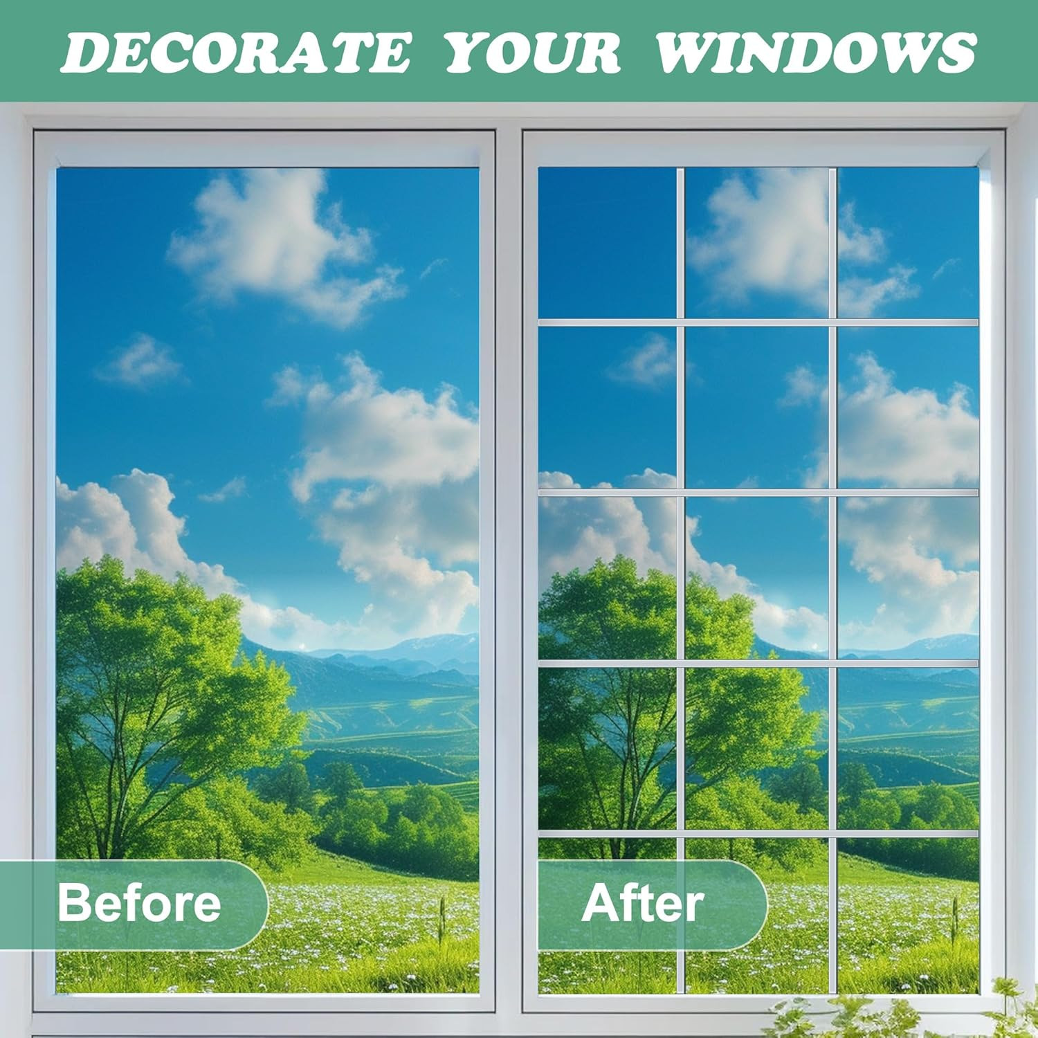 33 Ft Window Grille Inserts Grid Kit- TPE Self-Adhesive Peel and Stick Trim Mold