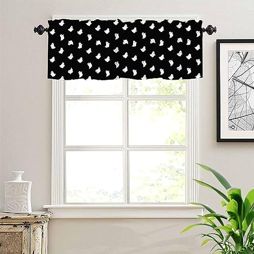 Halloween Autumn Window Valances Kitchen 18″W x 54″L (Pack of 1) Cute Ghost
