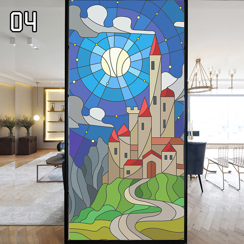 Window Film Retro Oil Painting Static Cling Room Decoration