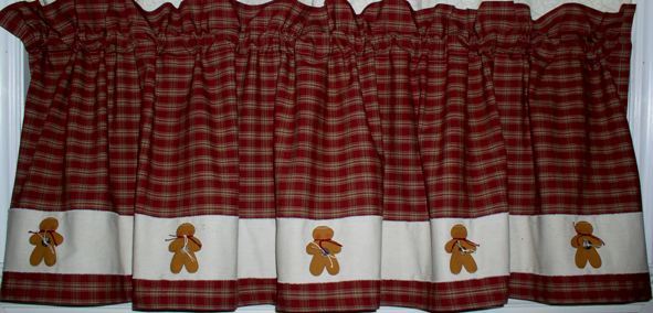 Gingerbread Valances Tiers Runners Country Primitive Gingerbread Kitchen Decor