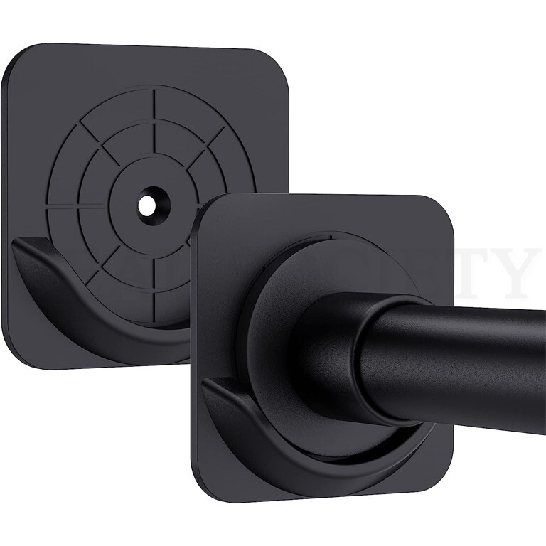 4 Pack Adhesive Shower Curtain Rod Mount Holder for Wall Easy to Install Black
