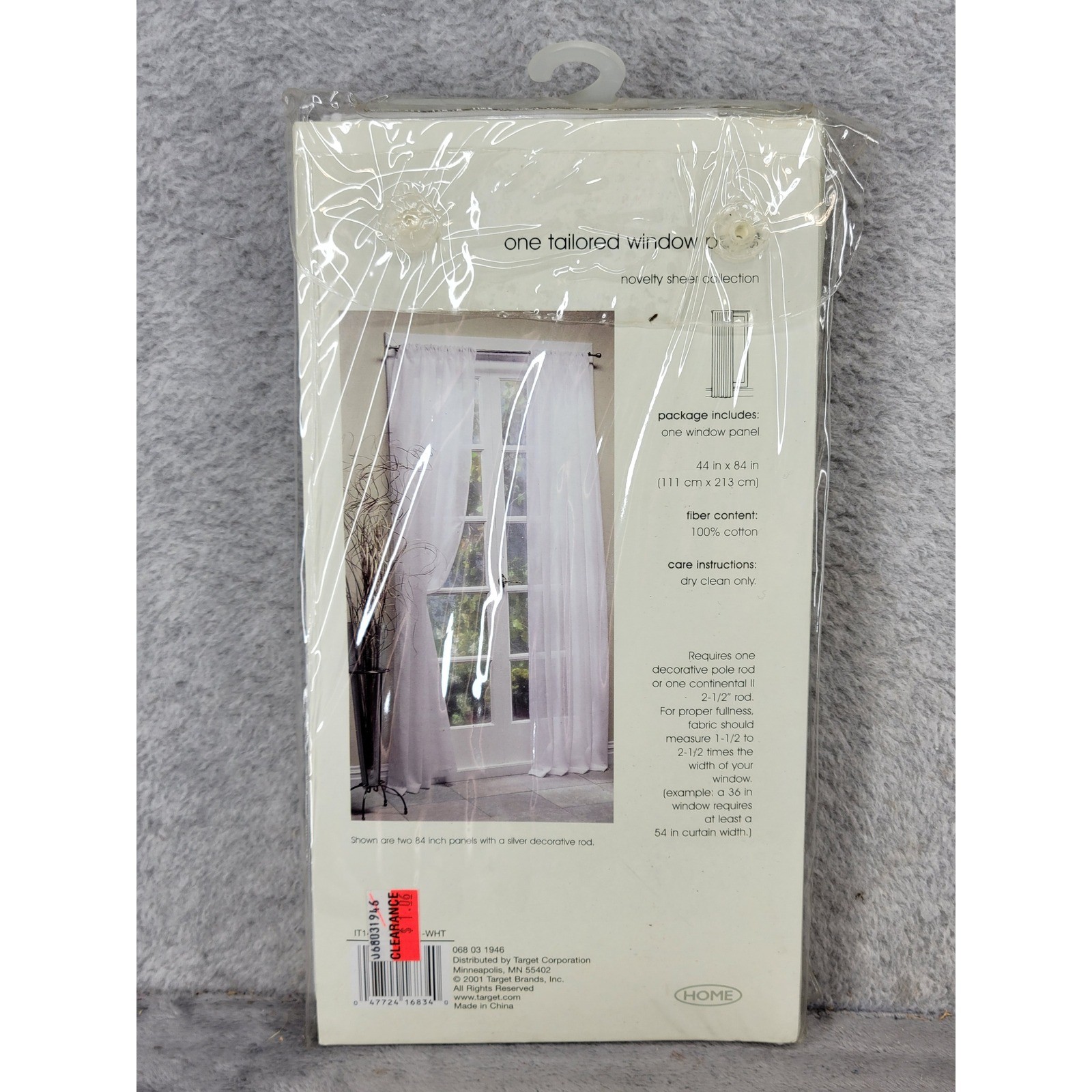 Target HOME White Cotton Voile Sheer Window Panel 44×84 Tailored Novelty 2001