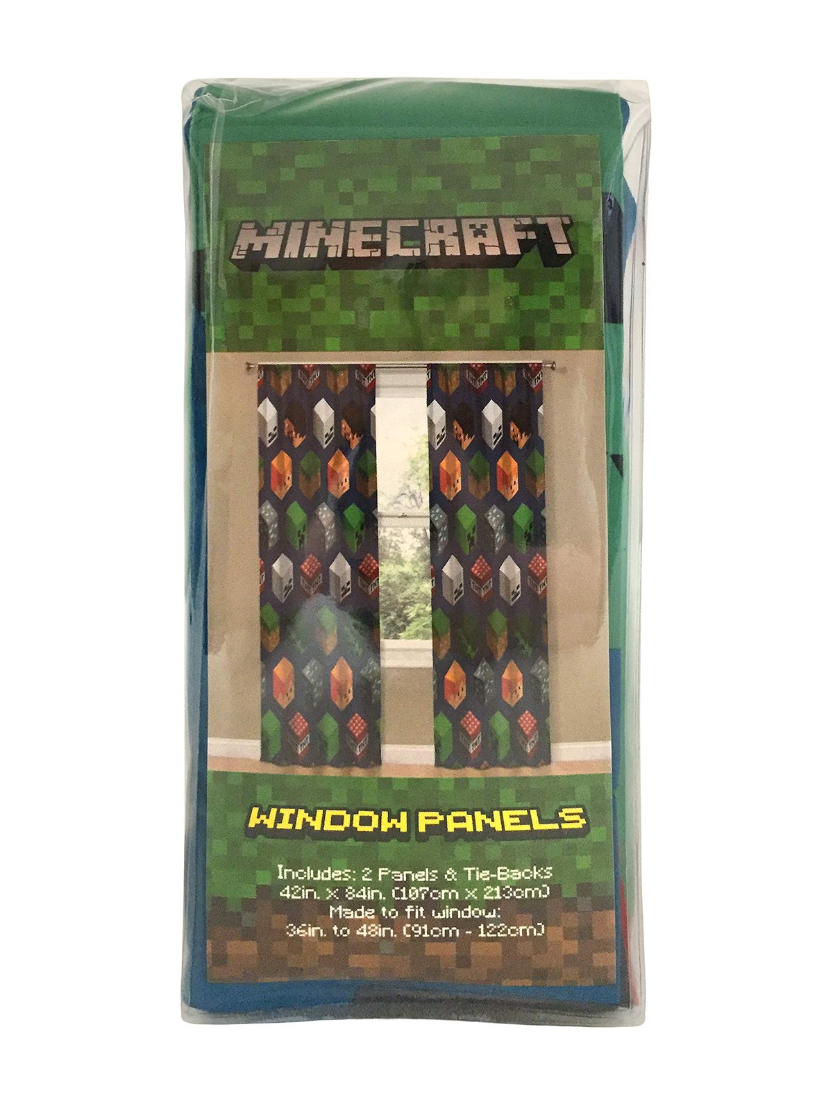 Minecraft Isometric Blue 84″ Inch Drapes 4 Piece Set – Beautiful Room Décor &…