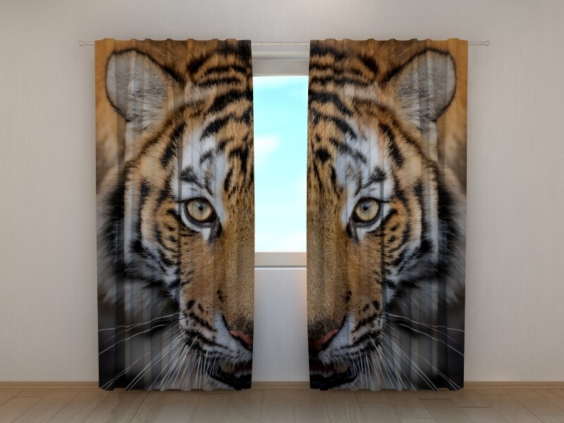 3D Photo Curtain Printed Siberian Tiger Animal by Wellmira Made to Measure