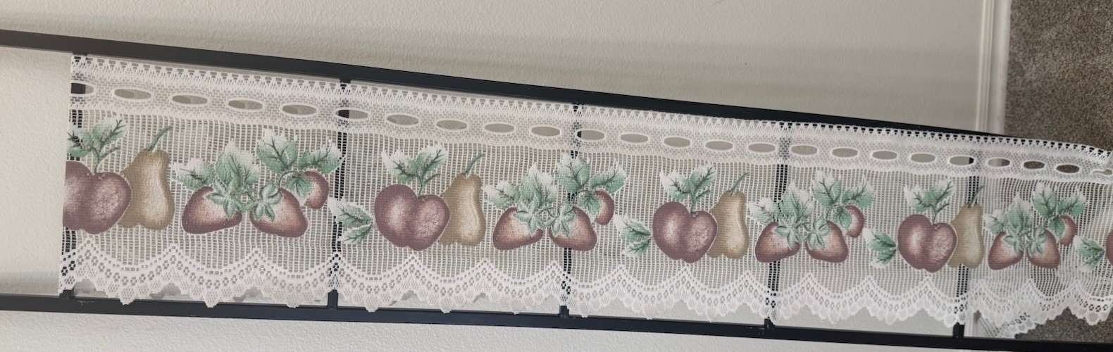 Lace Embroidered Fruit Pattern Beige White Rectangular Table Runner Traditional