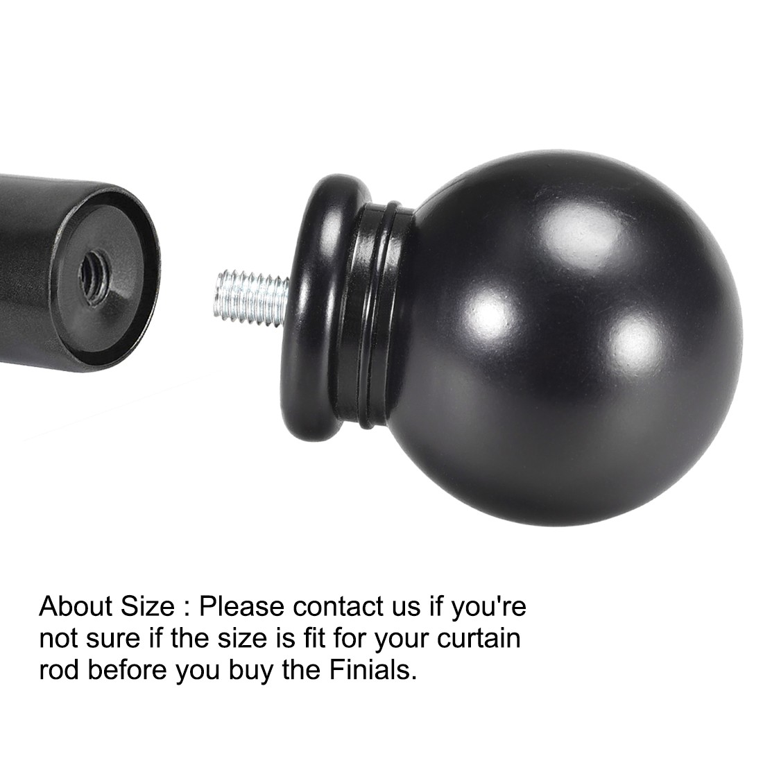 Curtain Rod Finials Plastic End,Total Size 49mm x 34mm Black 6pcs