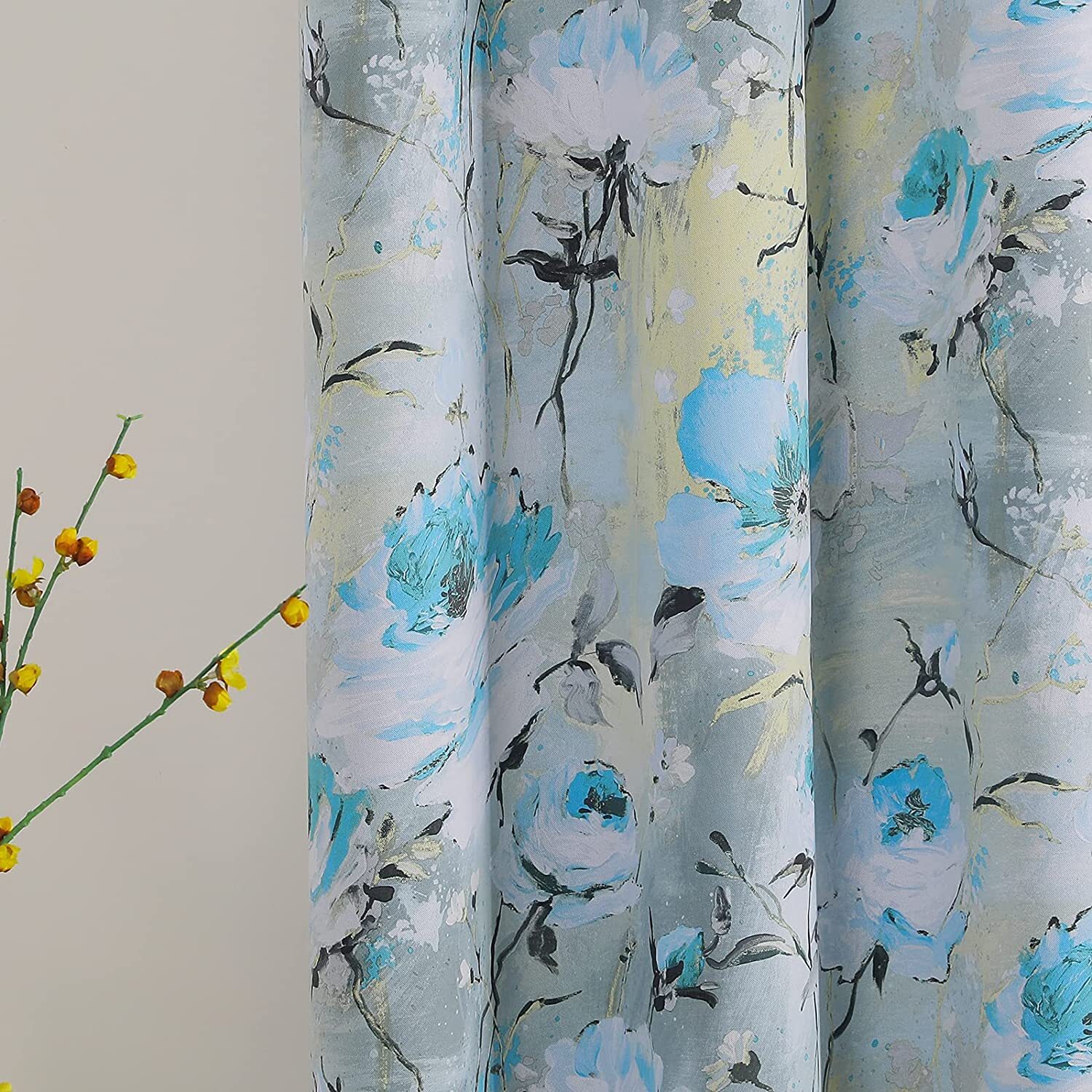 Blackout Curtains for Living Room Darkening Thermal Insulated Floral Curtains
