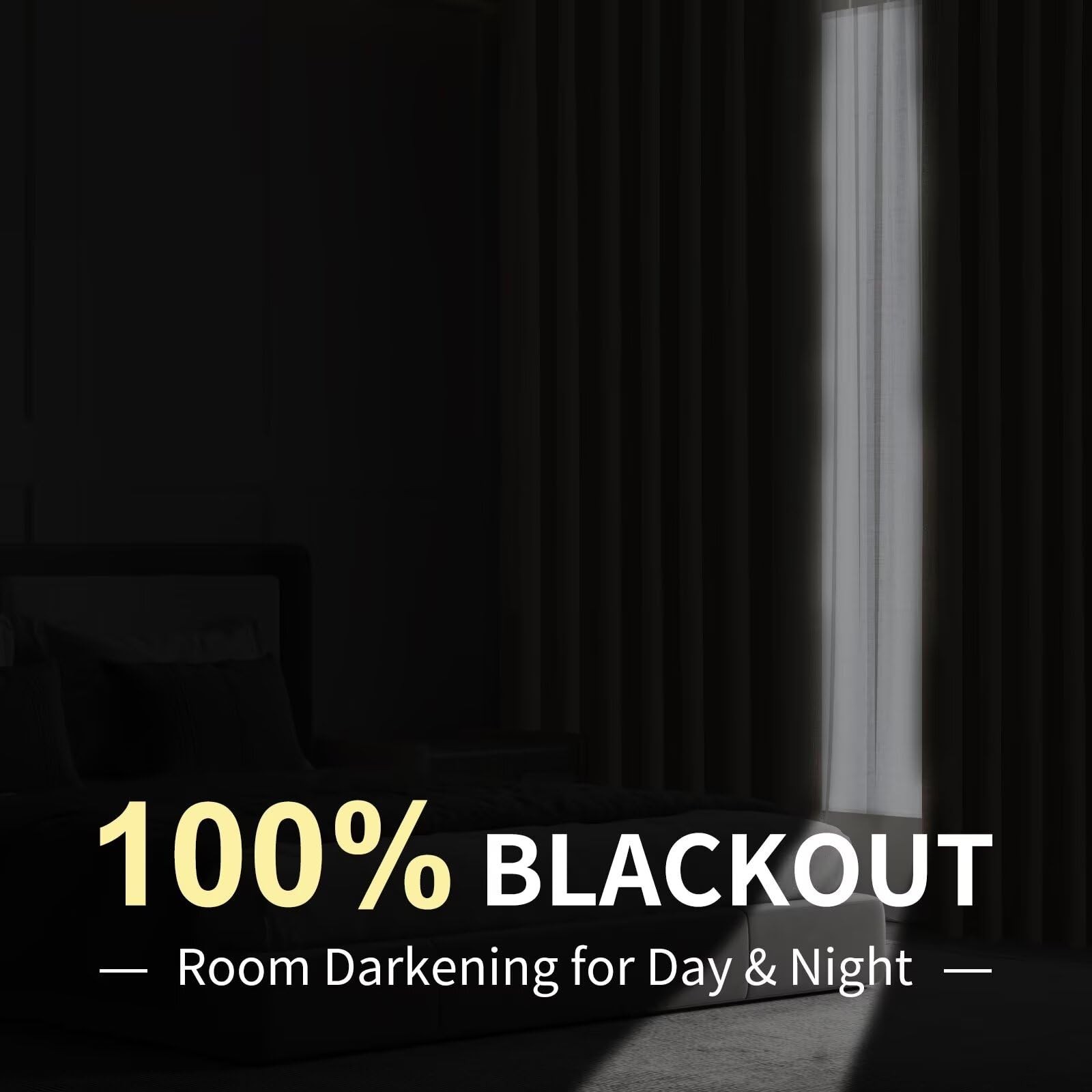 CUCRAF 100% Blackout Back Tab and Rod Pocket Curtains 84 Inch Length 2 Panels Se