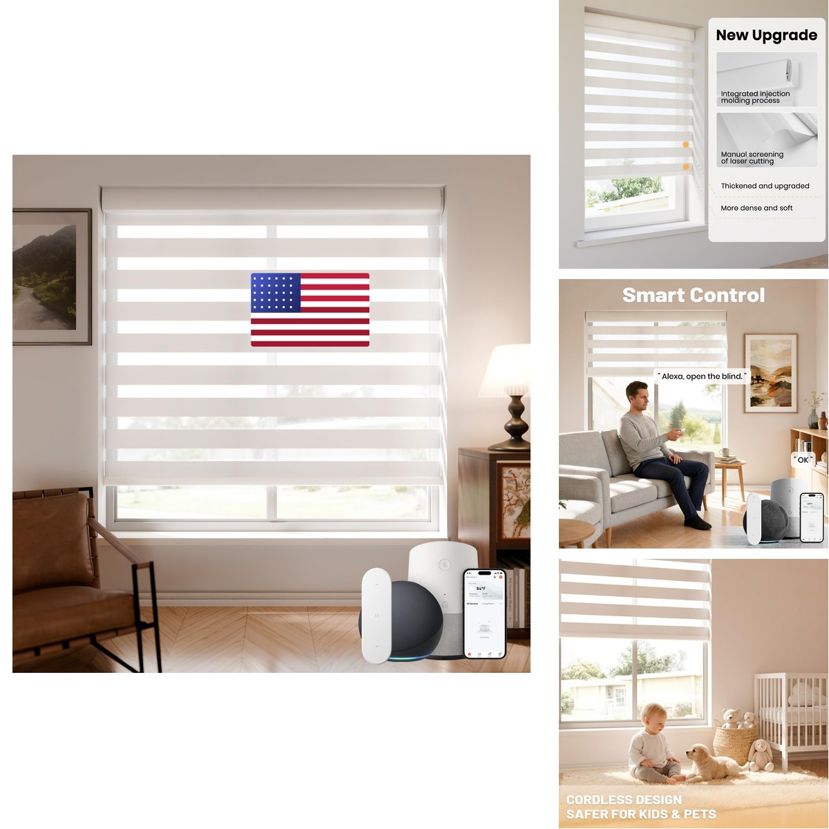 Musclearea Motorized Blinds Remote Cordless Automatic Zebra Shades Smart Blind