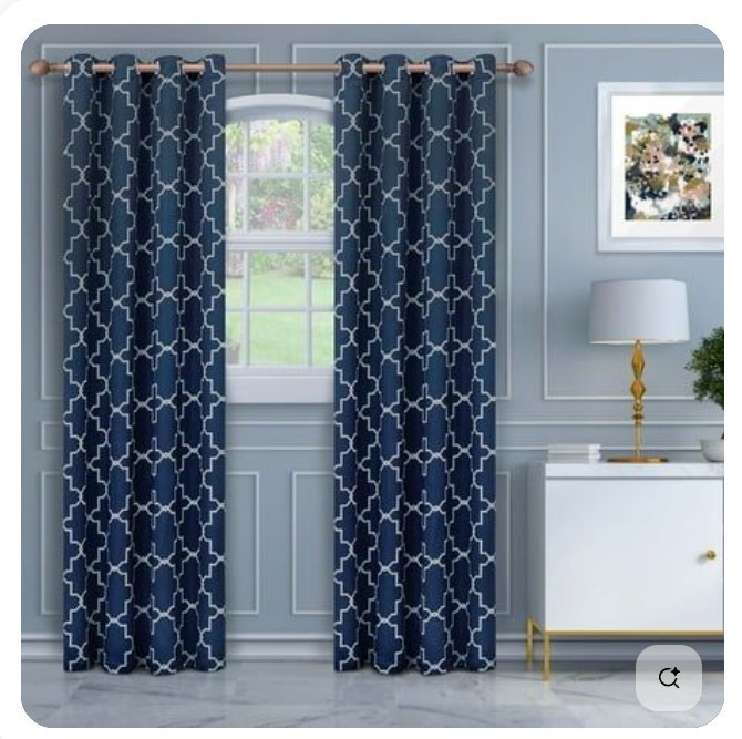 Sonoma Fret 84-in. Indigo Blue Woven Geometric Grommet Top Window Curtain Panel