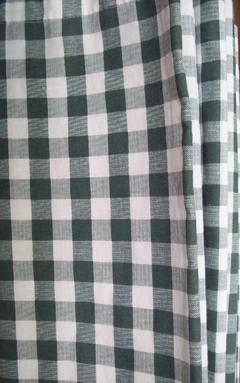 Gingham Tab Top Curtain PANELS AND VALANCES Green/Ivory 40 x 82 TWO PAIRS Sears