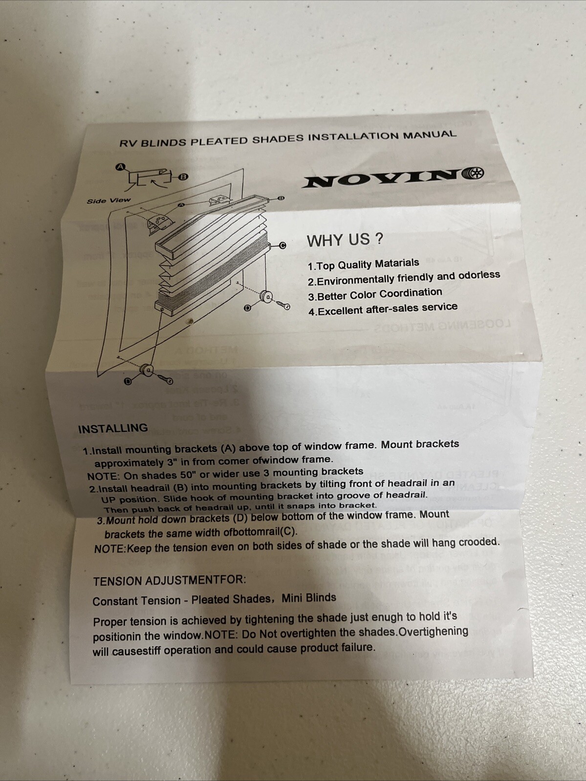 Novin 26” Rv Pull Down Blinds
