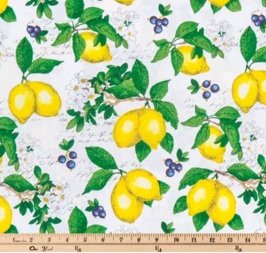 LINED WINDOW VALANCE CURTAIN 42 X 15 LEMON BLUEBERRY COUNTRY FARMHOUSE