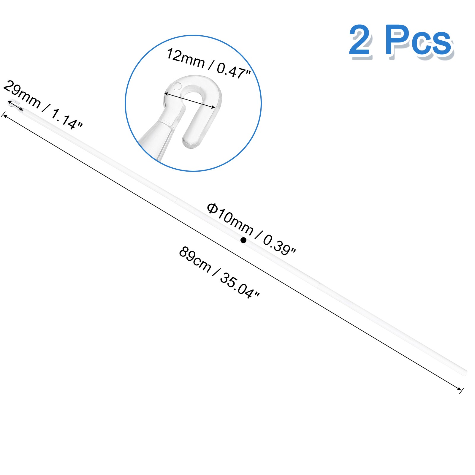 2Pcs 35″ Blinds Wand Tilt Wand with Hook and Grip Vertical Blinds Rod Stick