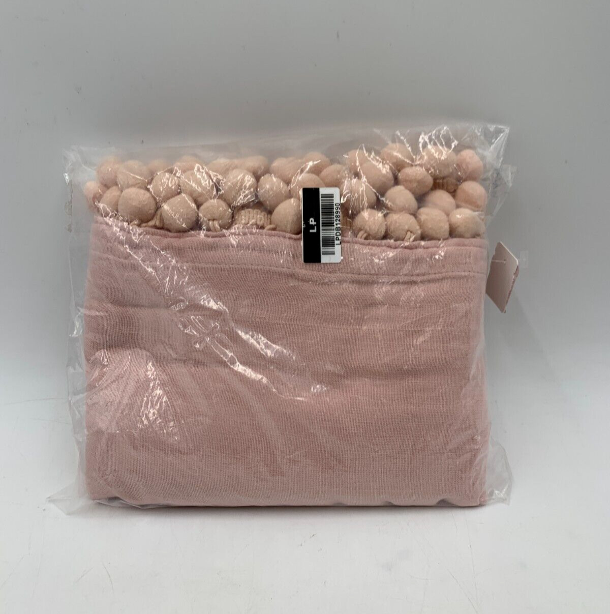 Pottery Barn Teen Side Pom Pom Sheer Curtain Quartz Blush 44 x 63 in #H684V
